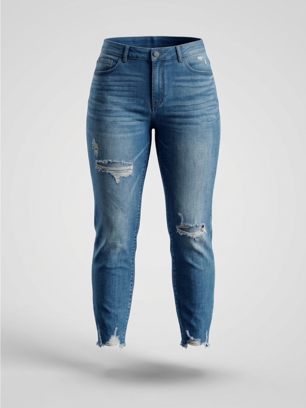 Judy Blue Medium Blue High-Rise Skinny Jeans with Distressing